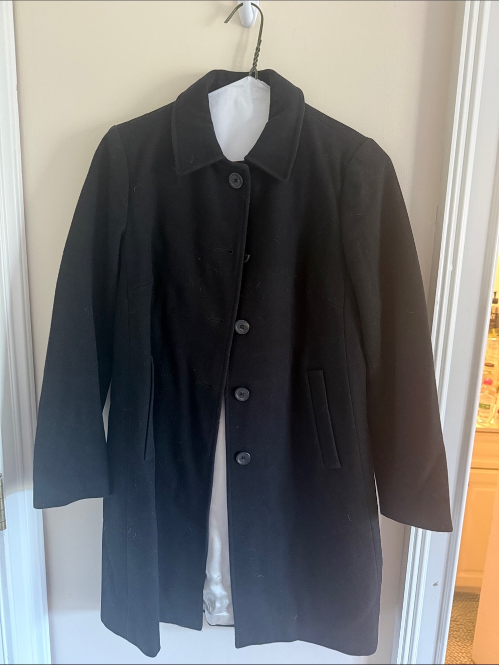 Banana Republic Black Single-Breasted Wool Coat